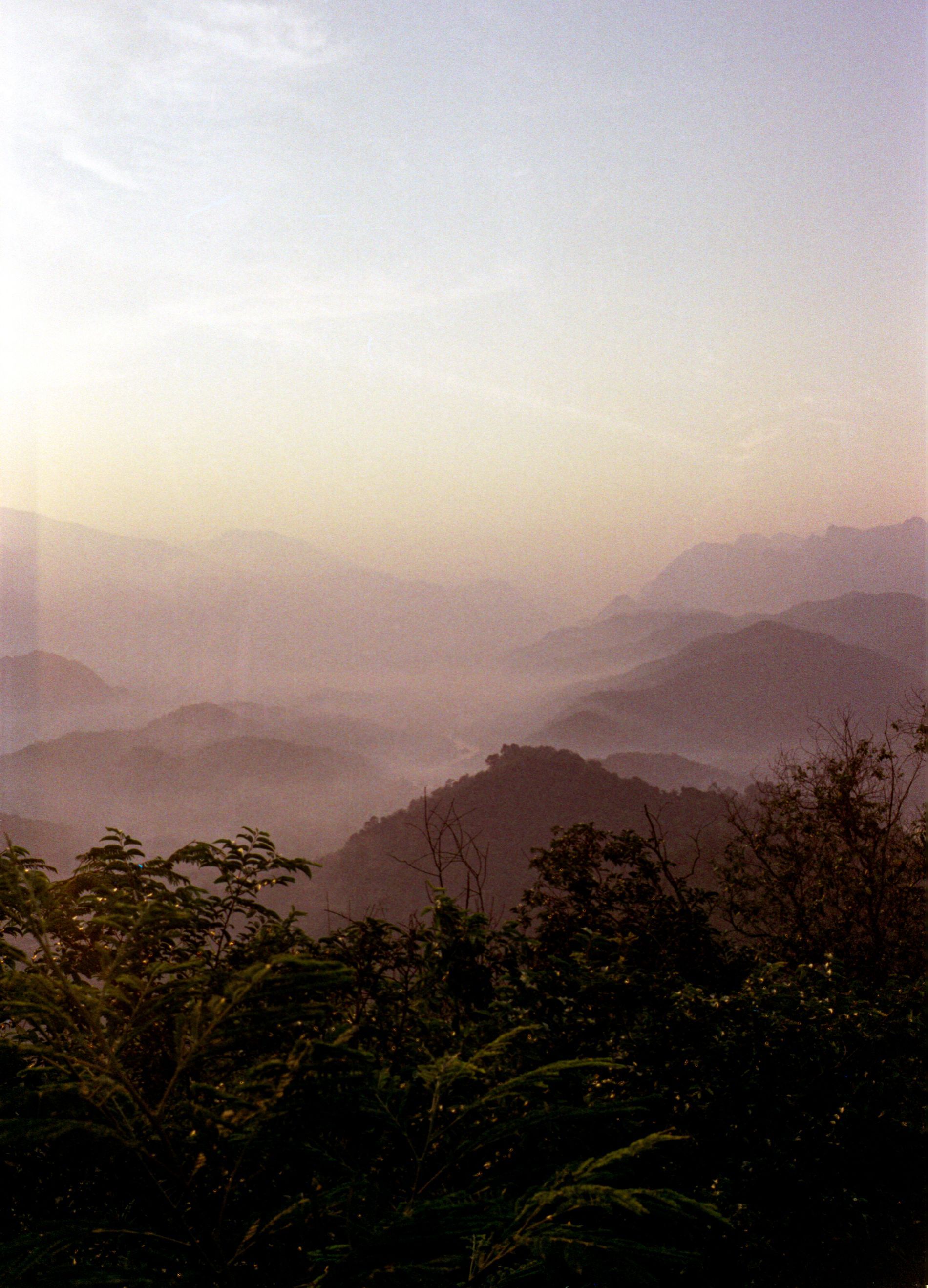 Warm ridge lines fading to the horizon