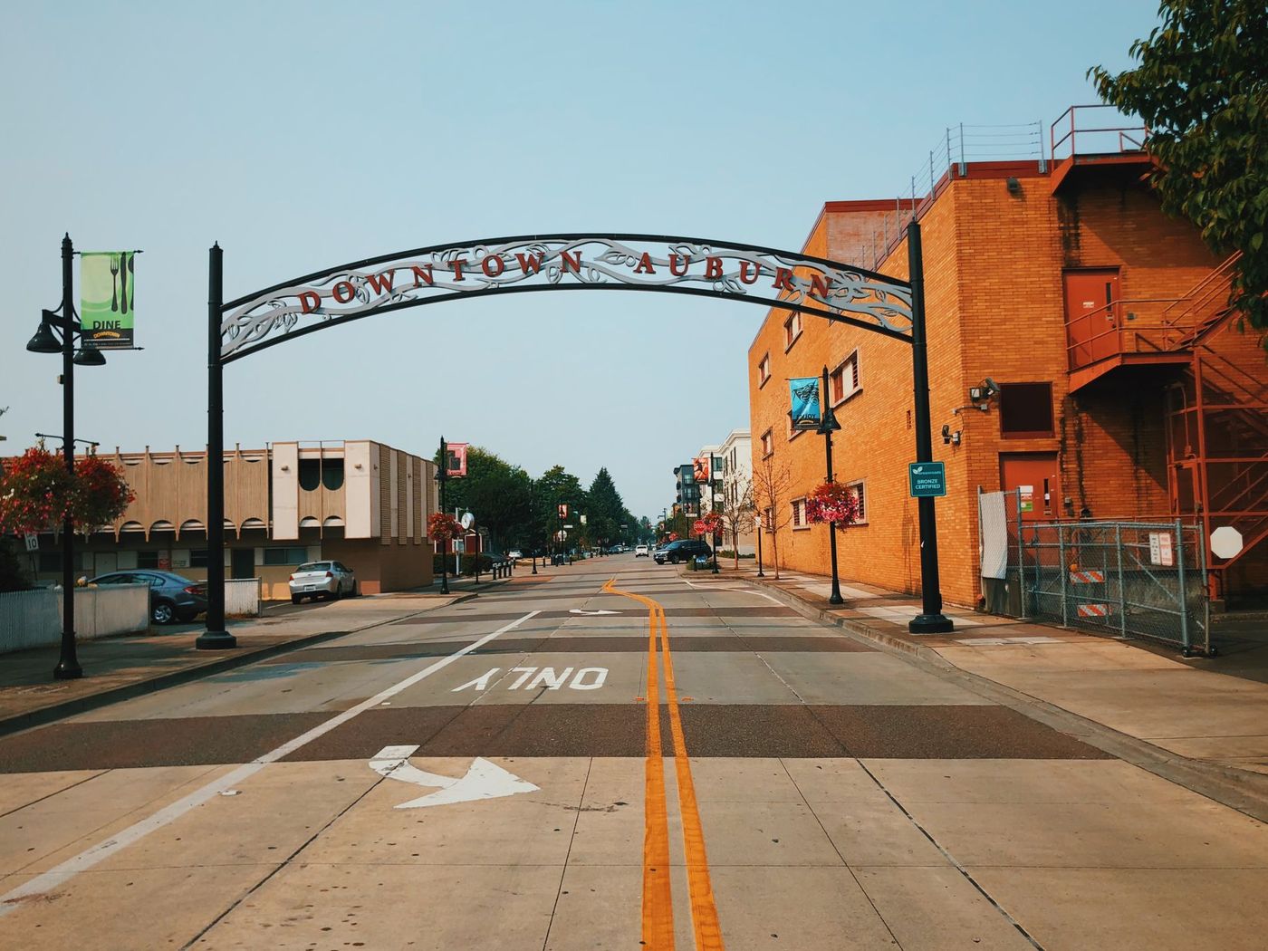 Downtown arch over a quiet main street
