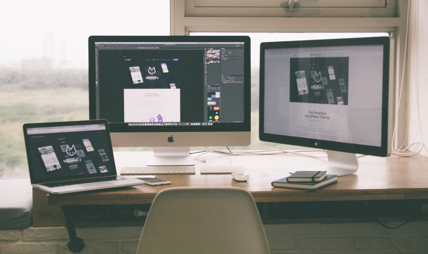 Design workspace with dual monitors