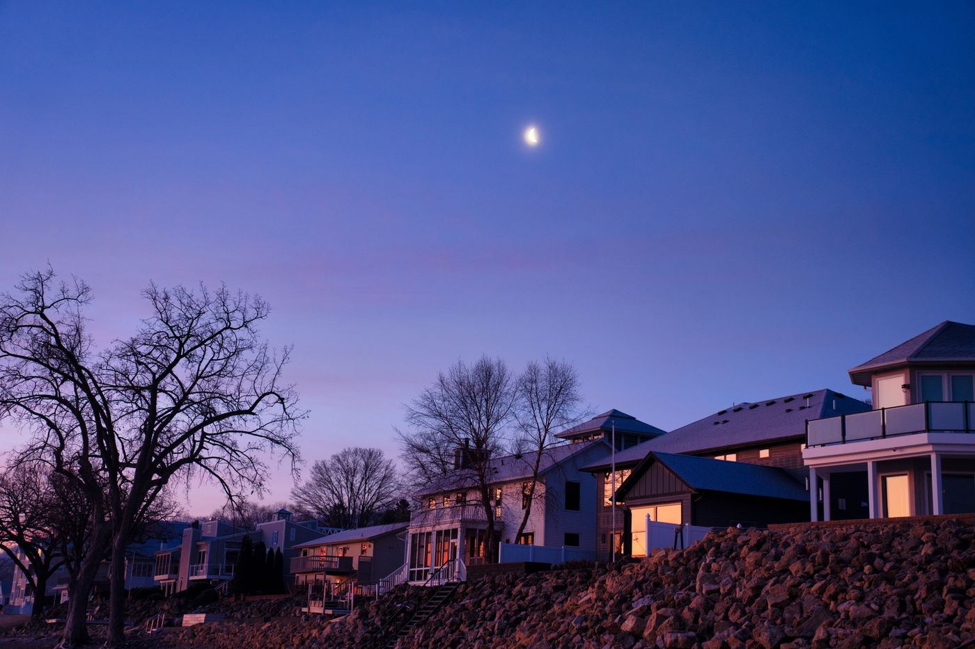 Springfield neighborhood at dusk