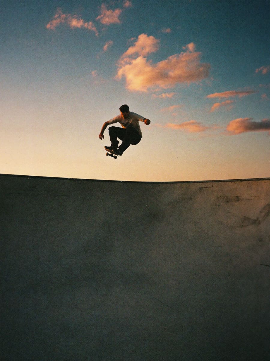 Skater dropping into the bowl