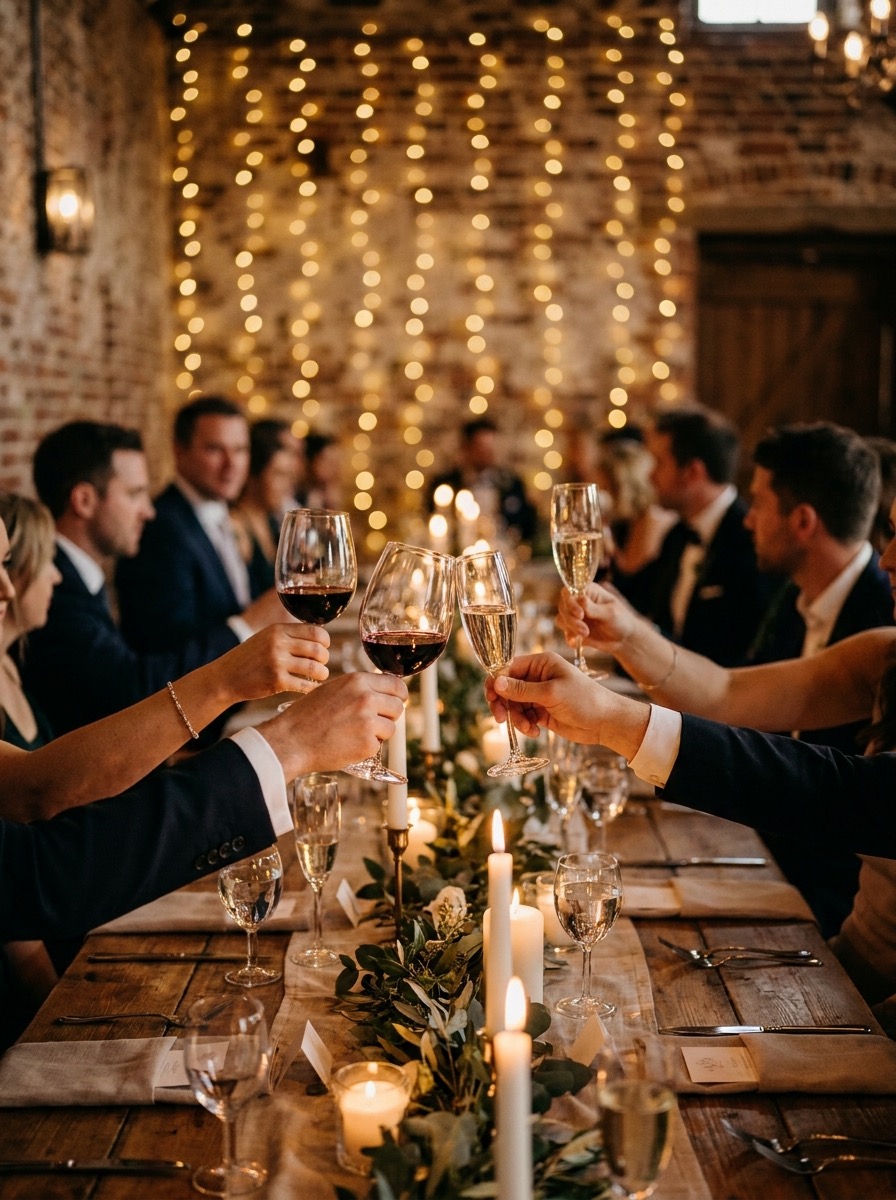A toast over a candlelit long table