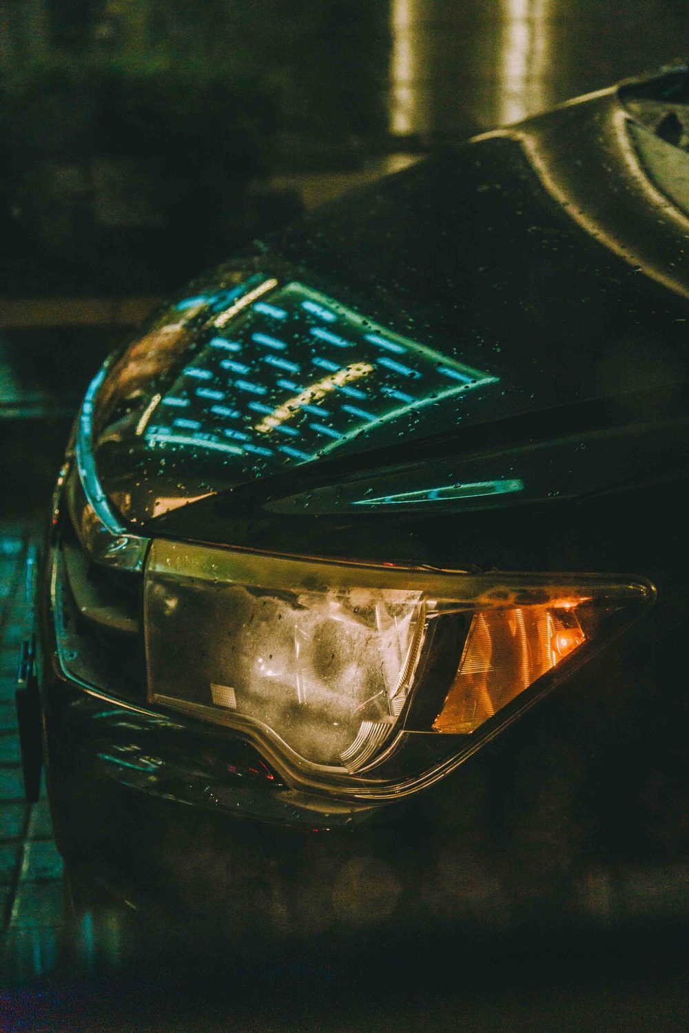 Macro shot of a polished headlight