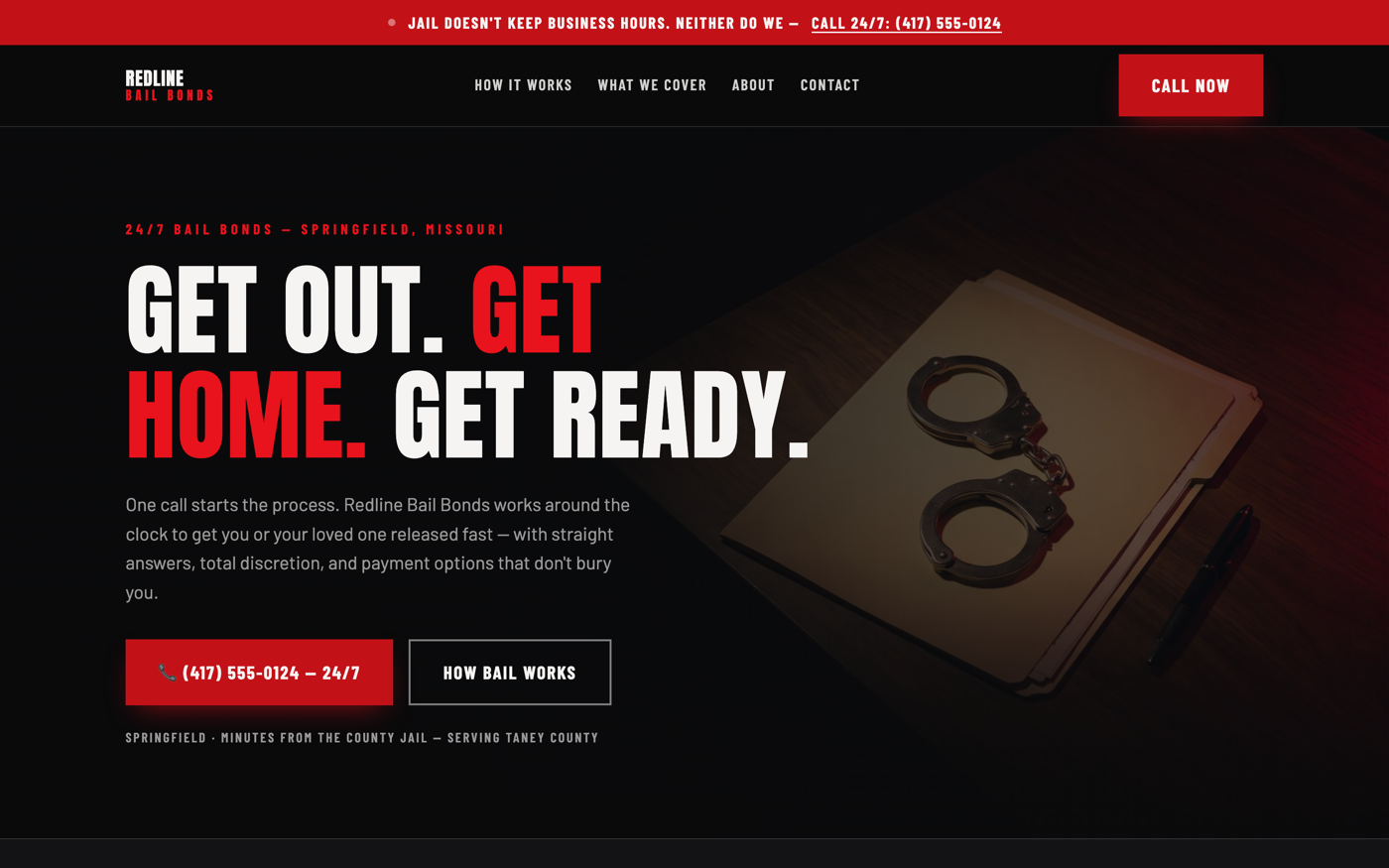 Bail bonds website concept